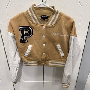 PrettyLittleThings Brown Letterman Jacket